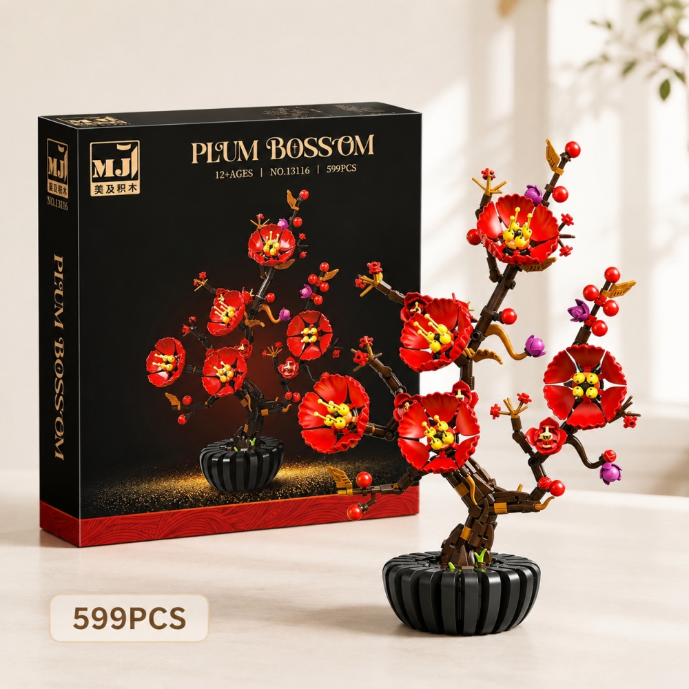 Bonsai Garden Lego - Blok Bangunan Bonsai Bunga Plum, Set